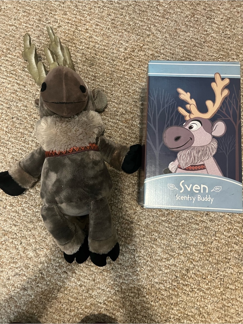Scentsy Sven Buddy Plush - Gray with Gold Antlers and Black Accents